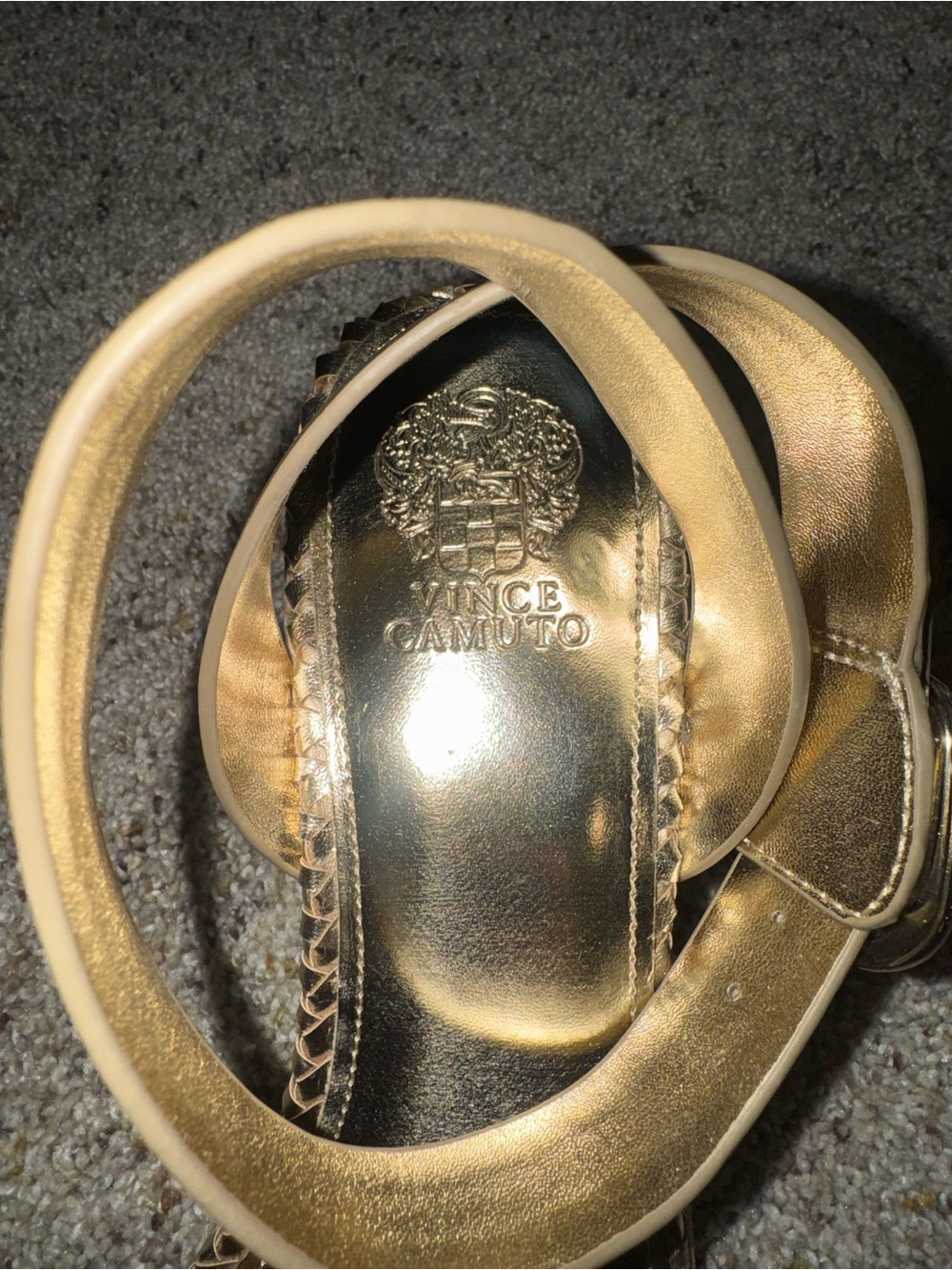 Vince Camuto Metallic Gold Ankle-Strap Sandals - Picture 7 of 8